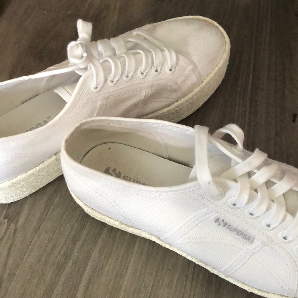 White Superga Platform Espadrilles Size 9